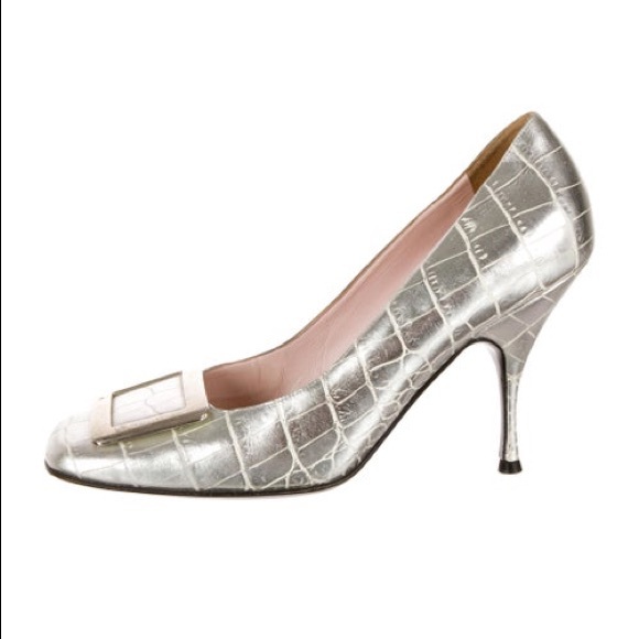 Celine Shoes - Celine Fauc croc 🐊 silver pumps